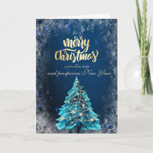 Elegant ,Christmas Gold Tree Stars Corporate Holiday Card