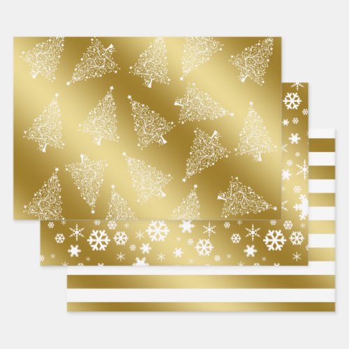 Elegant Christmas gold  white pattern    Wrapping Paper Sheets