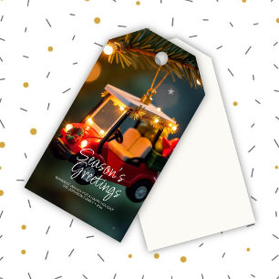 Elegant Christmas Golf Cart Ornament Gift Tags