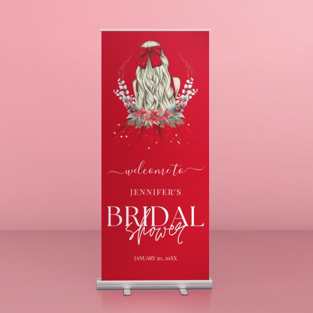 Elegant Christmas Gown Bridal Shower Modern Retractable Banner (Creator Uploaded)