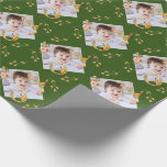 Elegant Christmas Green and Gold Joy Photo  Wrapping Paper<br><div class="desc">Elegant Christmas wrapping paper featuring your personalized photo and the text "JOY". Matching items and more options in my shop! OR contact me</div>