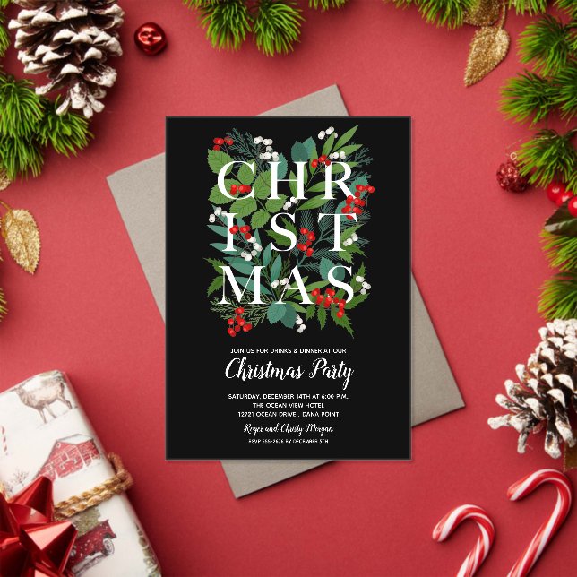 Elegant CHRISTMAS Greenery Acrylic Invitations (Insitu (Holiday))