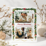 Elegant Christmas Greenery Garland & Bows 3 Photo Holiday Card<br><div class="desc">Holiday photo card featuring lush greenery & festive accents that bring fresh holiday cheer,  perfect for sharing your seasonal greetings. *Note: Use crop tool to adjust photo placement.</div>
