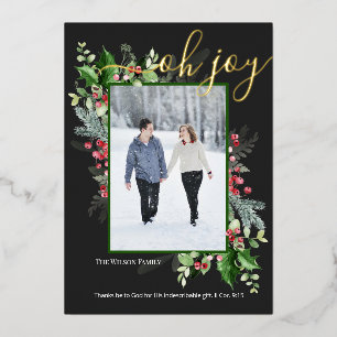 Elegant Christmas Greenery Greeting Foil Card