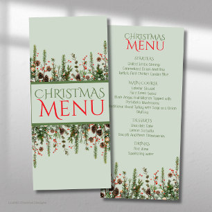 Elegant Christmas Greenery Holiday Flat Menu