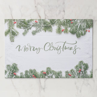 Elegant Christmas Greenery Paper Placemat