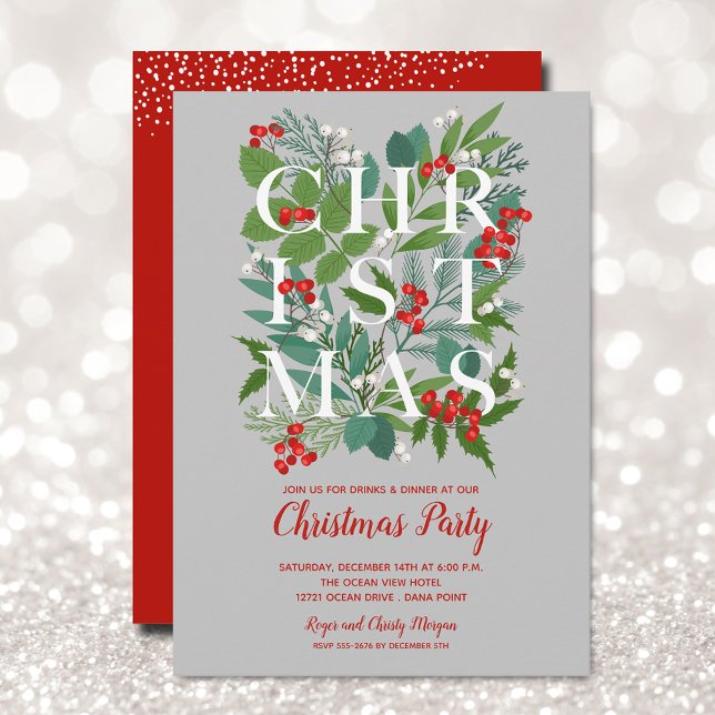 Elegant CHRISTMAS Greenery Party Invitation (Creator Uploaded)