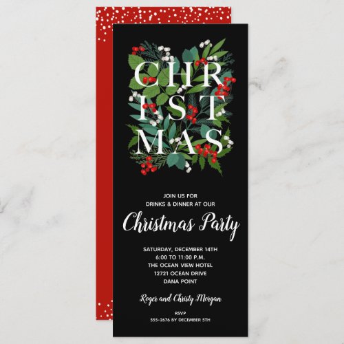 Elegant CHRISTMAS Greenery Party Invitations