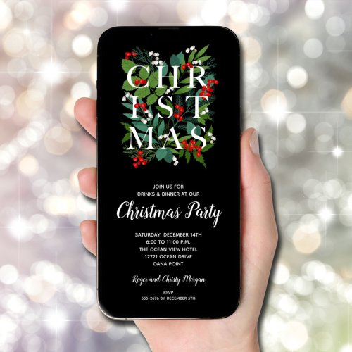 Elegant CHRISTMAS Greenery Party Invitations