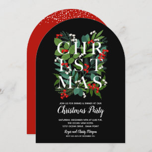 Elegant CHRISTMAS Greenery Party Invitations