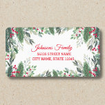 elegant christmas greenery with red  berries label<br><div class="desc">background by freepik.com
elegant christmas greenery with red  berries , classic script, custom</div>