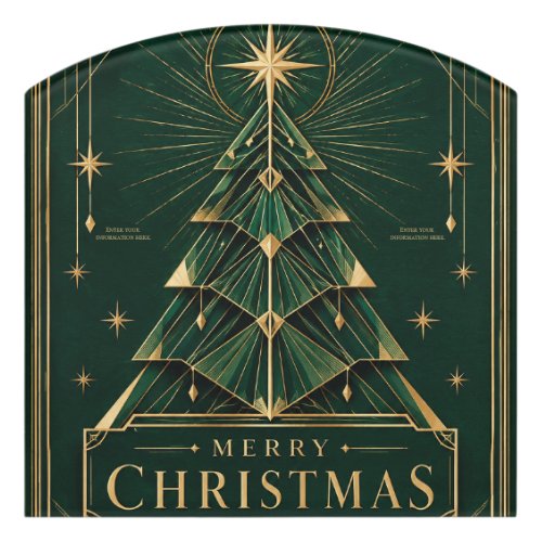 Elegant Christmas Greeting, Art Deco Geometric Door Sign