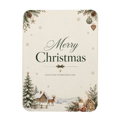 Elegant Christmas Greeting, Classic Cobalt Design Magnet
