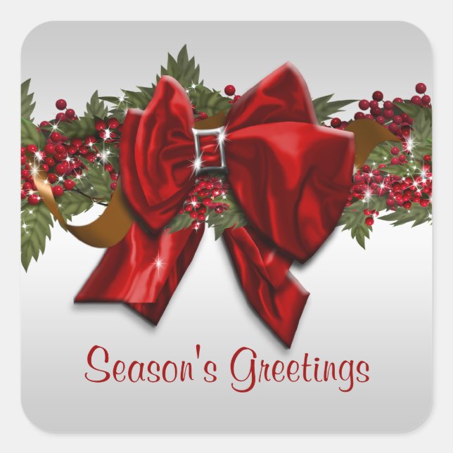 Elegant Christmas greeting PERSONALIZE Square Sticker (Front)