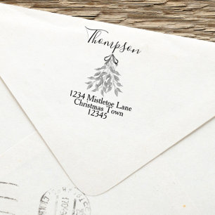 Elegant Christmas Holiday Botanical Return Address Self-inking Stamp