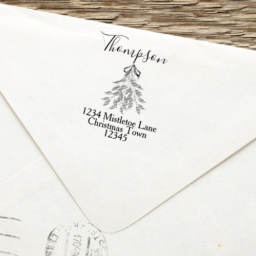 Elegant Christmas Holiday Botanical Return Address Self_inking Stamp