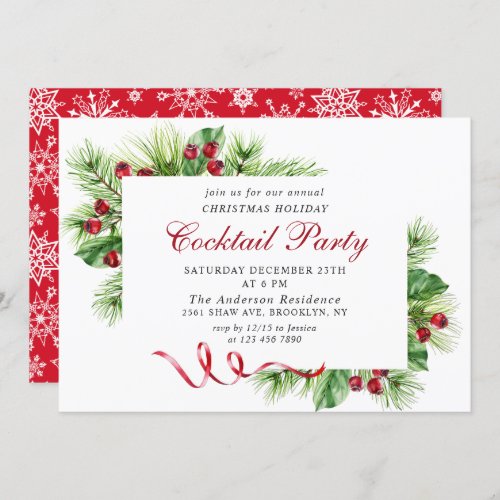 Elegant Christmas Holiday Cocktail Party Invitation