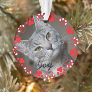 elegant christmas holiday Custom cat Photo Ornament