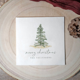 Elegant Christmas Holiday Evergreen Pine Simple Napkins