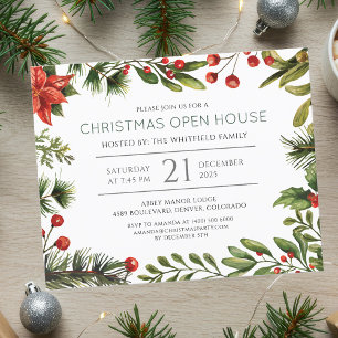 Elegant Christmas Holiday Open House Invitation Flyer