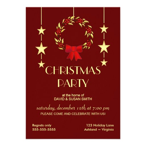 Elegant Christmas Holiday Party Invitations | Zazzle