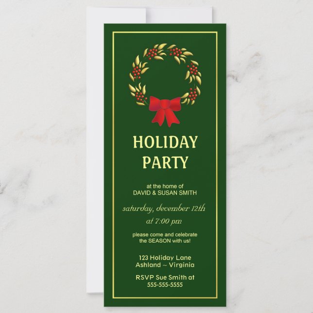 Elegant Christmas Holiday Party Invitations (Front)