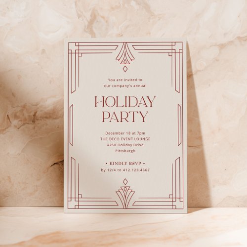 Elegant Christmas Holiday Party | Ivory and Red Invitation