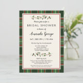 Elegant Christmas Holiday Plaid Bridal Shower Invitation (Standing Front)