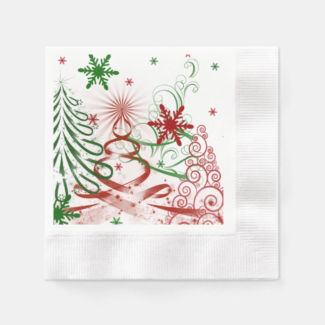 Elegant Christmas, Holiday, Red and Green Paper Napkins (Front)