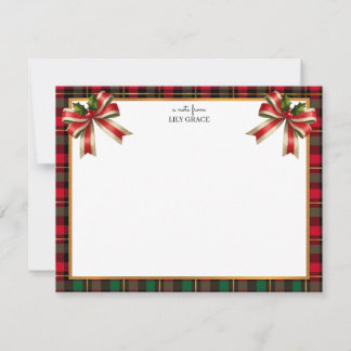 Elegant Christmas Holiday Red and Green Thank You Note Card