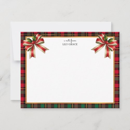 Elegant Christmas Holiday Red and Green Thank You Note Card