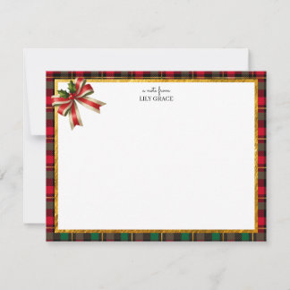 Elegant Christmas Holiday Red and Green Thank You Note Card