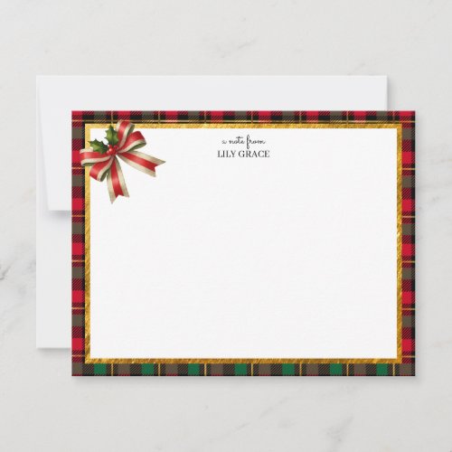 Elegant Christmas Holiday Red and Green Thank You Note Card
