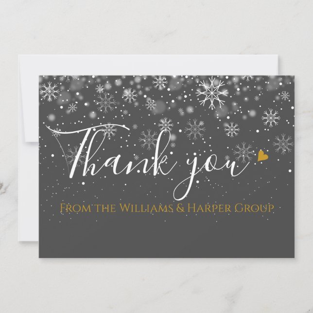 Elegant Christmas Holiday Snowflakes Thank You (Front)