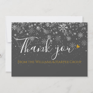 Elegant Christmas Holiday Snowflakes Thank You Card