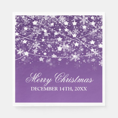 Elegant Christmas Holiday String Lights Purple Paper Napkins