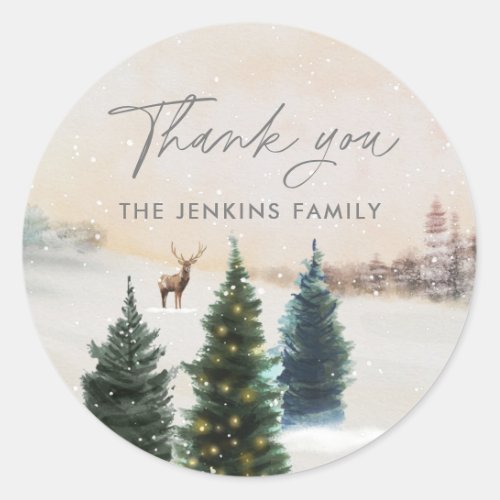 Elegant Christmas Holiday Thank You Stickers