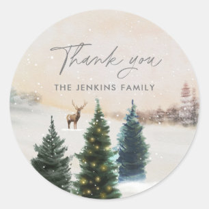 Elegant Christmas Holiday Thank You Stickers
