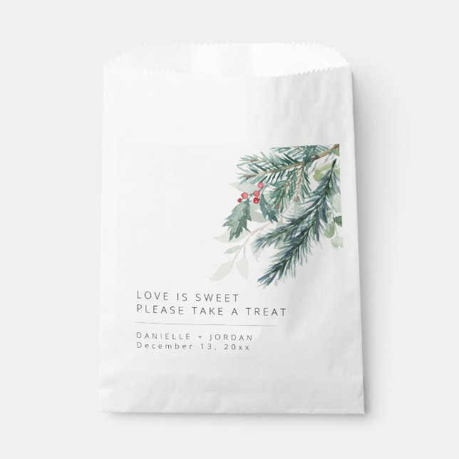 Elegant Christmas Holiday Wedding  Favor Bag (Front)