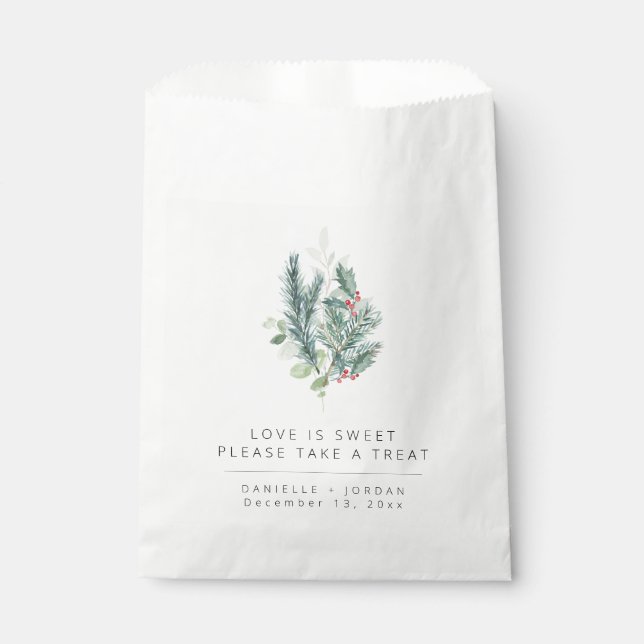 Elegant Christmas Holiday Wedding  Favor Bag (Front)