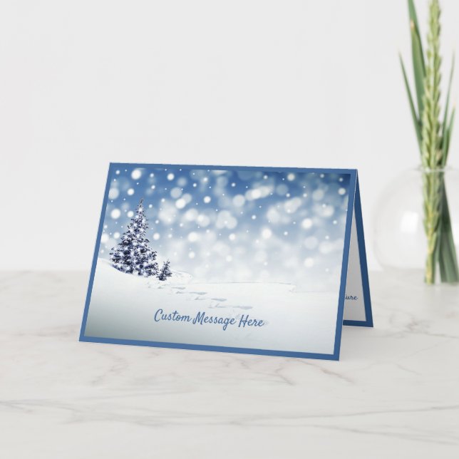 Elegant Christmas Holiday Winter Snow Tree Card (Front)