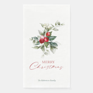Elegant Christmas Holly Paper Guest Towels