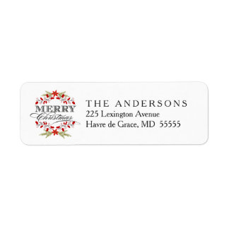 Elegant Christmas Holly Wreath Typography Labels