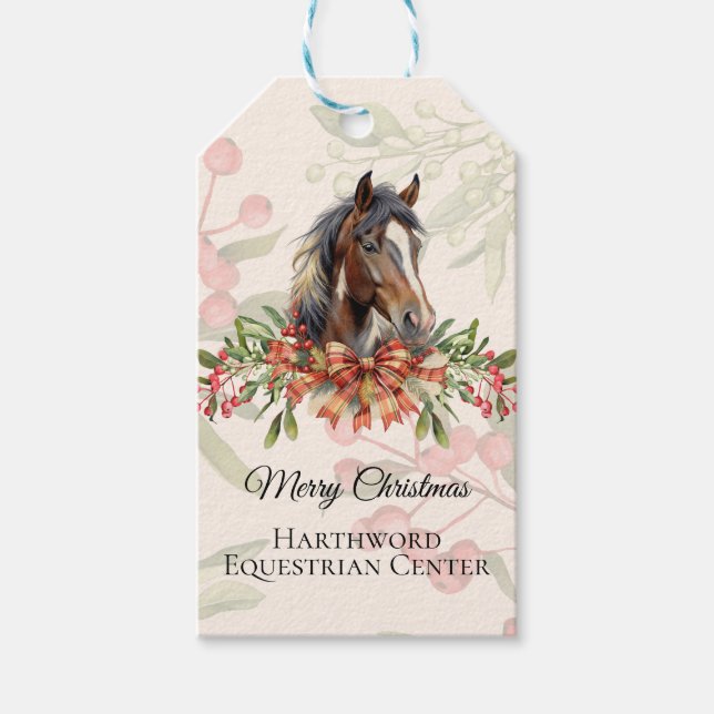 Elegant Christmas Horse Gift Tags (Front)