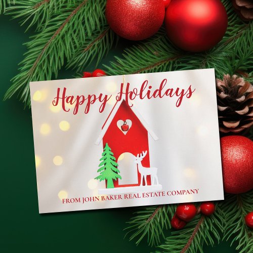 Elegant Christmas House Custom Real Estate Company Holiday Card