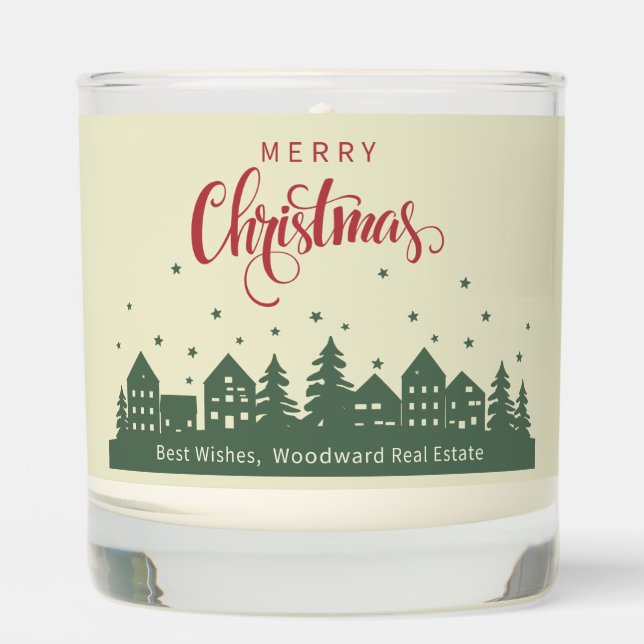 Elegant Christmas Houses Silhouette | Real Estate  Scented Candle (Front)