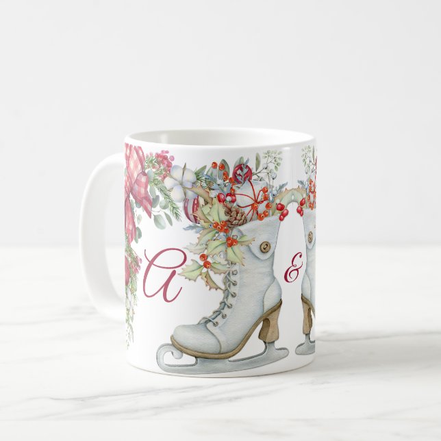 Elegant Christmas Ice Skating Holidays Coffee Mug (Front Left)