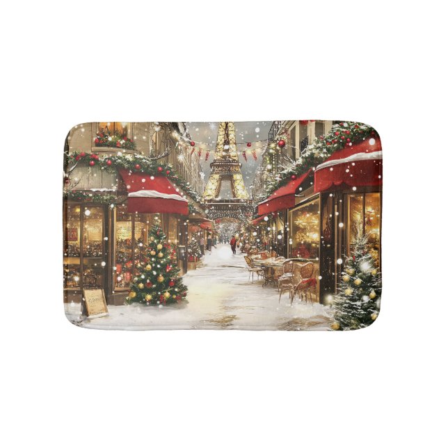Elegant Christmas in Paris Holiday  Bath Mat (Front)