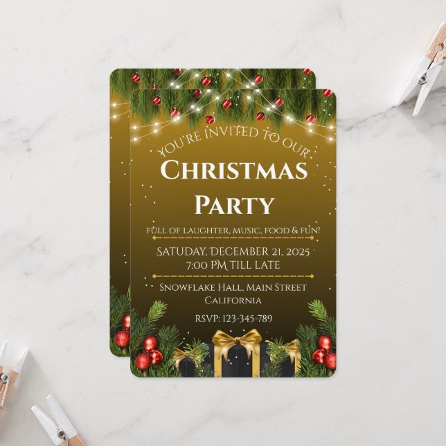 Elegant Christmas Invitation (Front/Back In Situ)