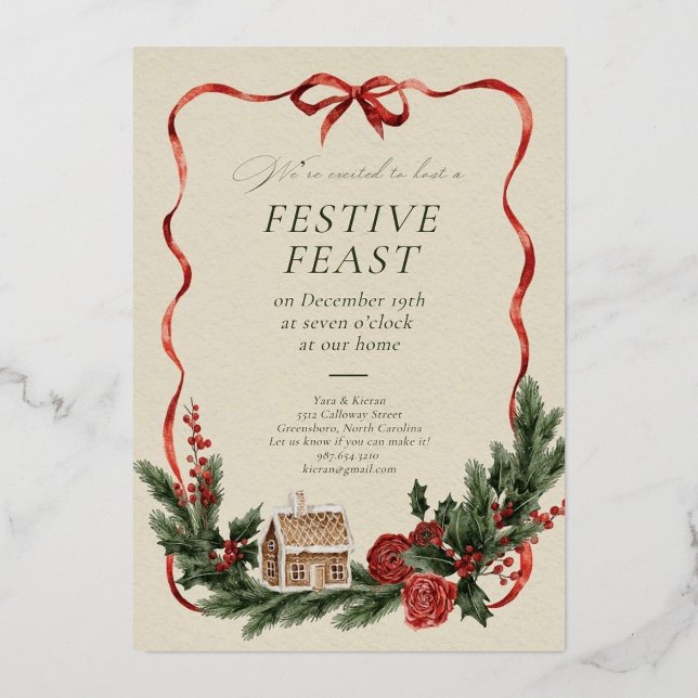 Elegant Christmas Invitation Card (Front)